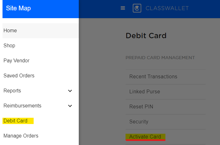 Activating your Debit Card